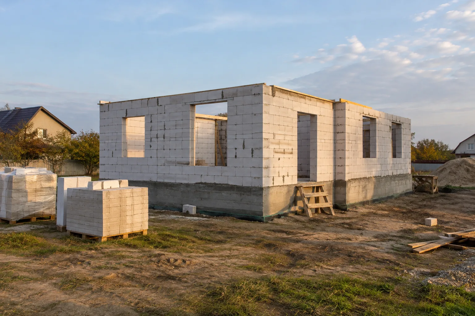 Приватний будинок зі стінами з газобетонних блоків