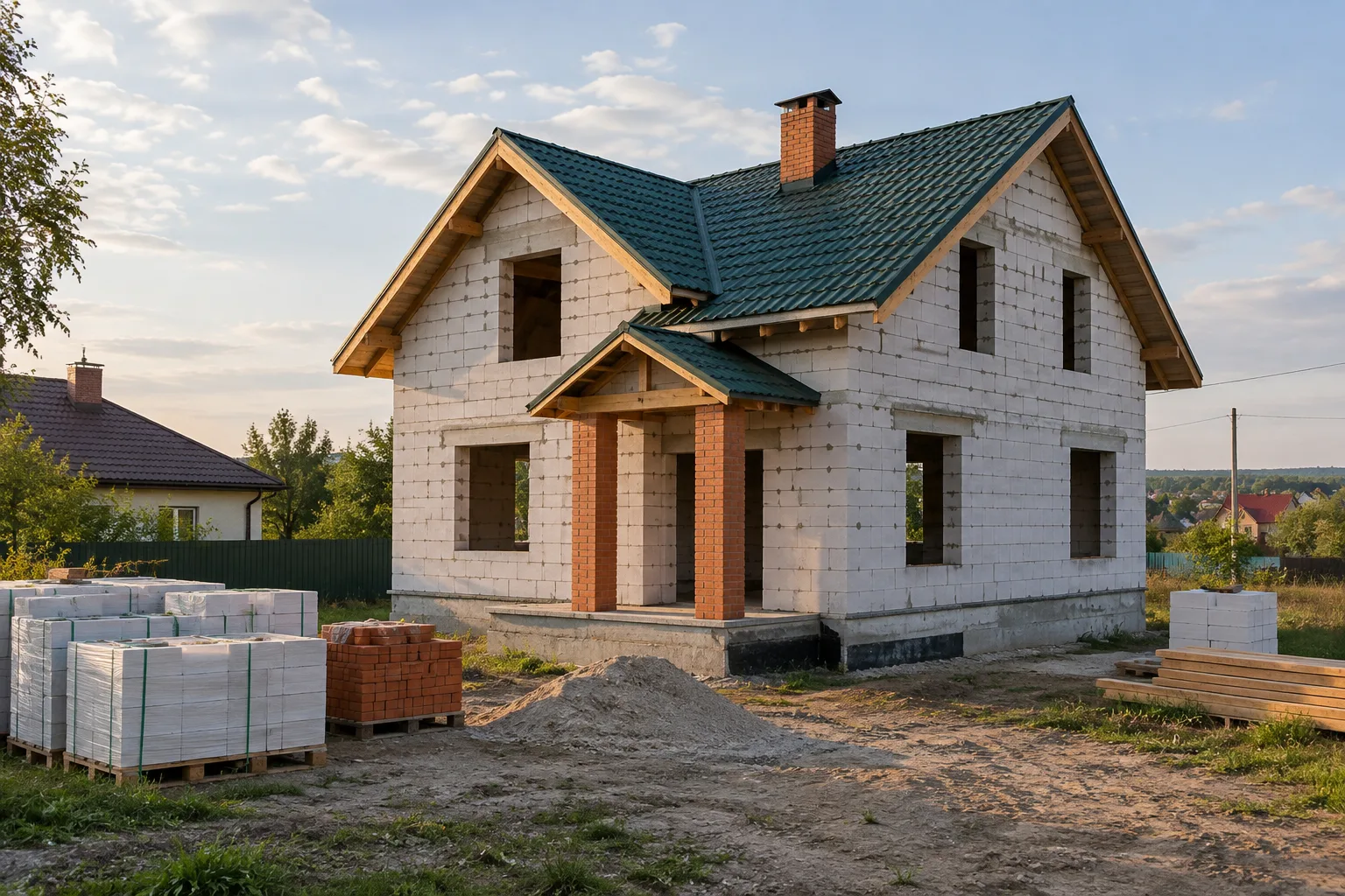 Приватний будинок зі стінами з газобетонних блоків